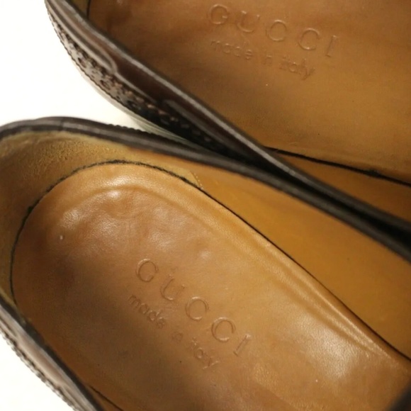 MENS GUCCI BROWN FRINGE TASSEL WINGTIP LEATHER LOAFER DRESS SHOES SZ 7M UK 7.5US main image 4